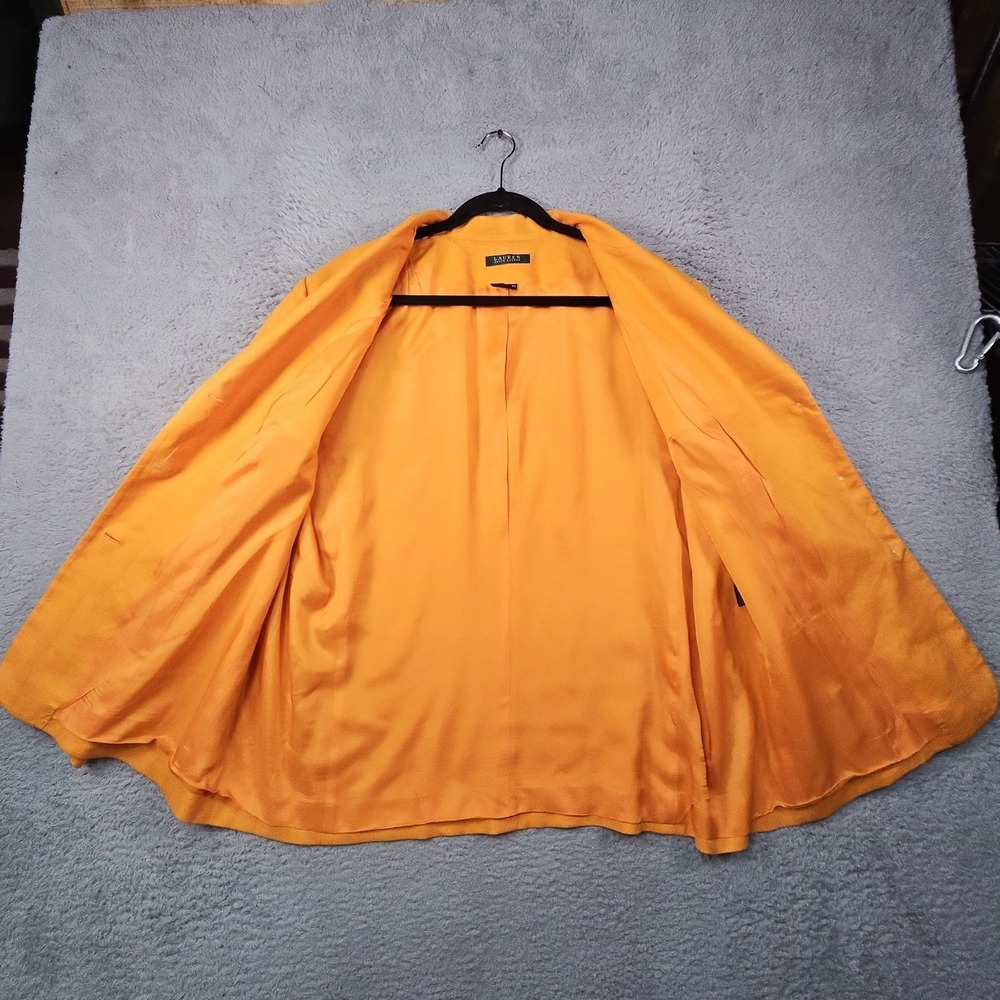 Ralph Lauren Linen Blazer Womens 18W Orange Old Money Coastal Career Prep Jacket - Picture 7 of 16